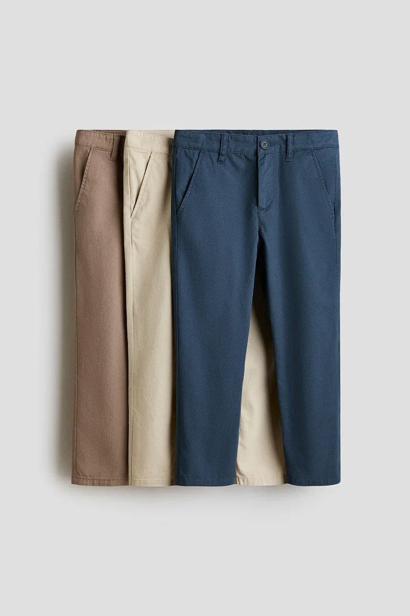 H&M 3-pack cotton twill chinos